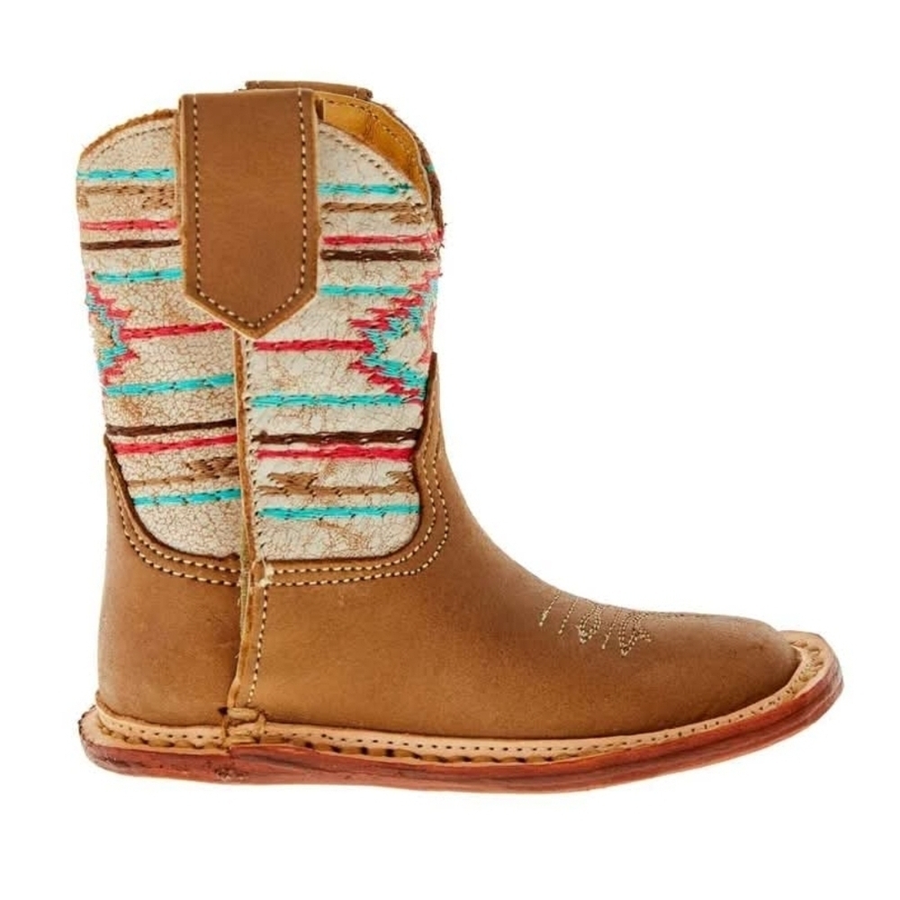 NWT Roper Cowbabies Brown and Red Western Leather Boots Striped Design ~SZ 1 - Picture 2 of 4